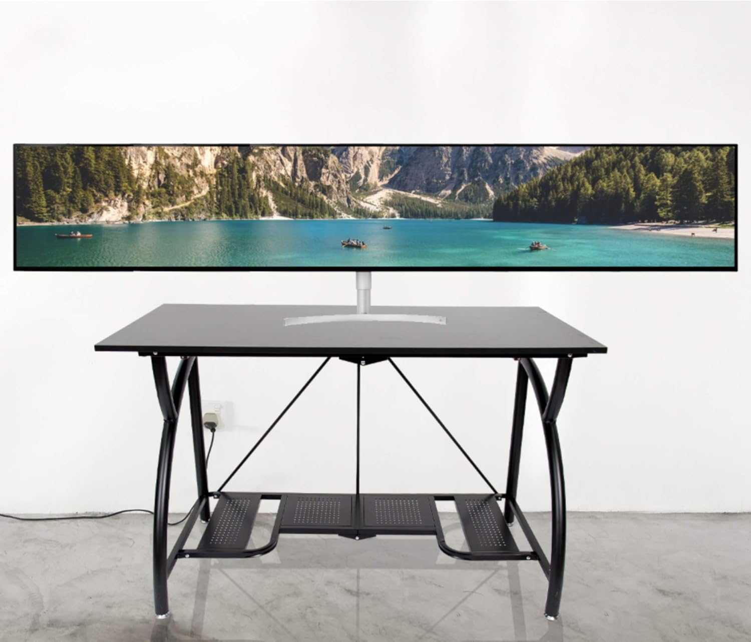 Origami Folding Computer Desk for Office Study Students Bedroom Home Gaming and Craft | Space Saving Foldable Design, Fits Dual Monitors and Laptop, Collapsible, No Assembly Required | (Wood, Large)