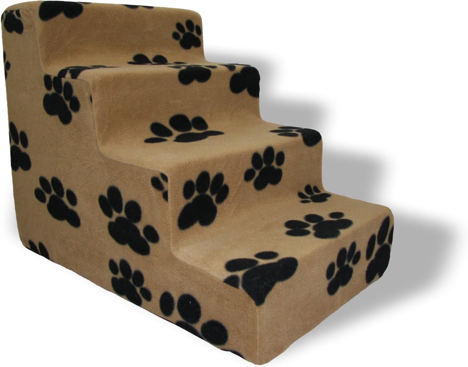 Best Pet Supplies 4-Step Foam Pet Stairs/Steps, 24 by 15 by 19-Inch, Black Paw on Beige, ST215T-M