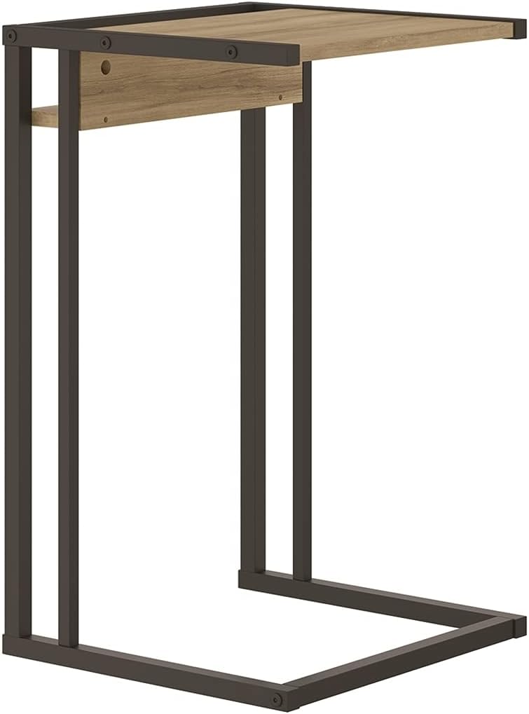 Casabianca Furniture Noa C End Table in Oak Melamine with Black Painted Metal Frame. Pack of 2