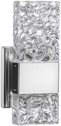JINZO Indoor LED Wall Sconce Light Fixtures Brush Nickel Modern Wall Light Fixture for Bathroom Bedroom Living Room Entryway Hallway Balcony with Ice Inspired Molded Hand-Crafted Solid Glass-1 Pack