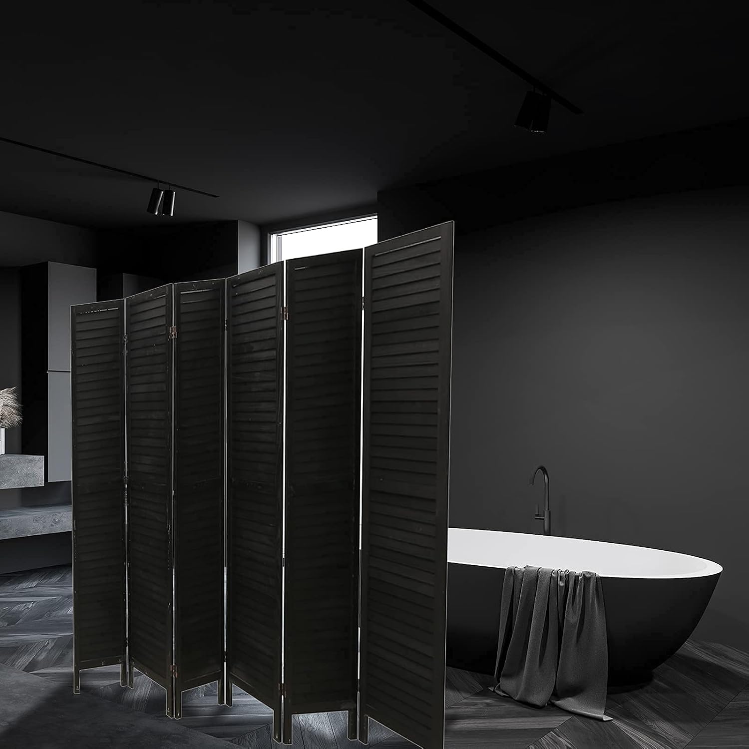 ECOMEX Room Divider 6 Panel, 5.6ft Tall Wood Partition Room Dividers and Folding Privacy Screens, Freestanding Room Separators Divider Wall (Retro White Color)