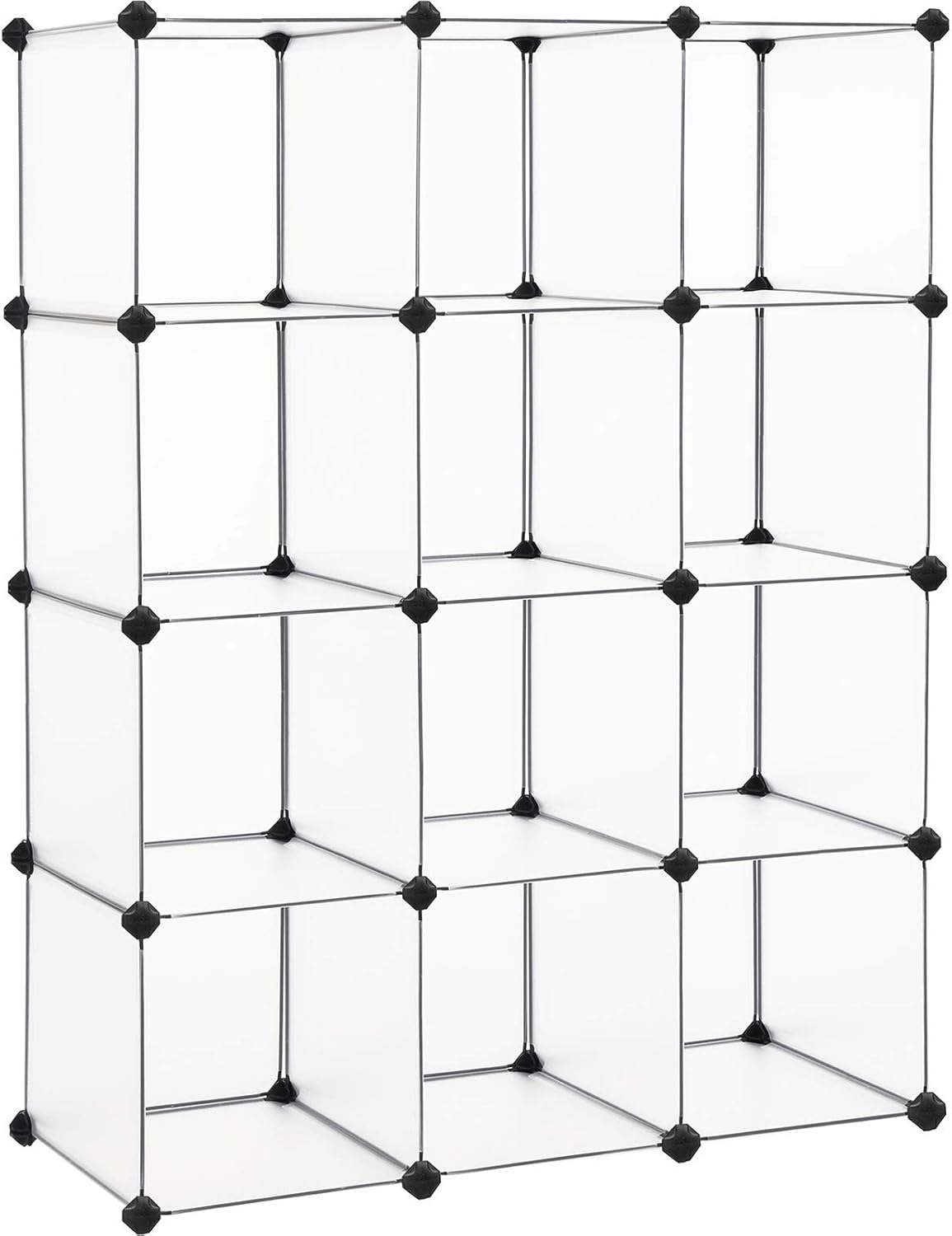 SONGMICS Cube Storage, 12-Cube Book Shelf Organizer Units, DIY Modular Closet Cabinet, Bookcase, Ideal for Living Room, Closet, Includes Rubber Mallet, 36.6 x 12.2 x 48.4 Inches, Black ULPC34BK Pack of 2