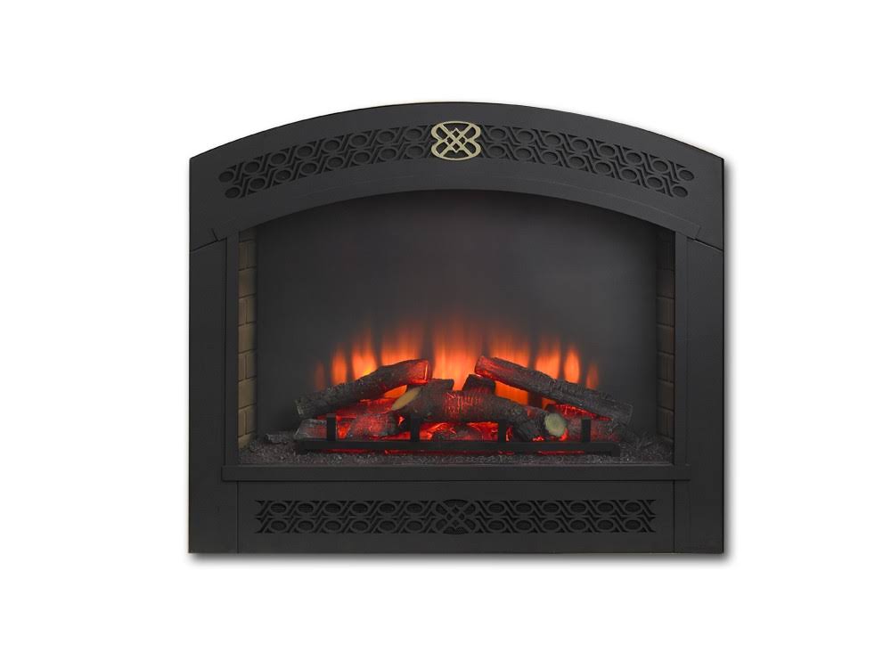 Outdoor Greatroom Company Full Arch Electric Fireplace Front for GBI-34, Matte Black, 34x22