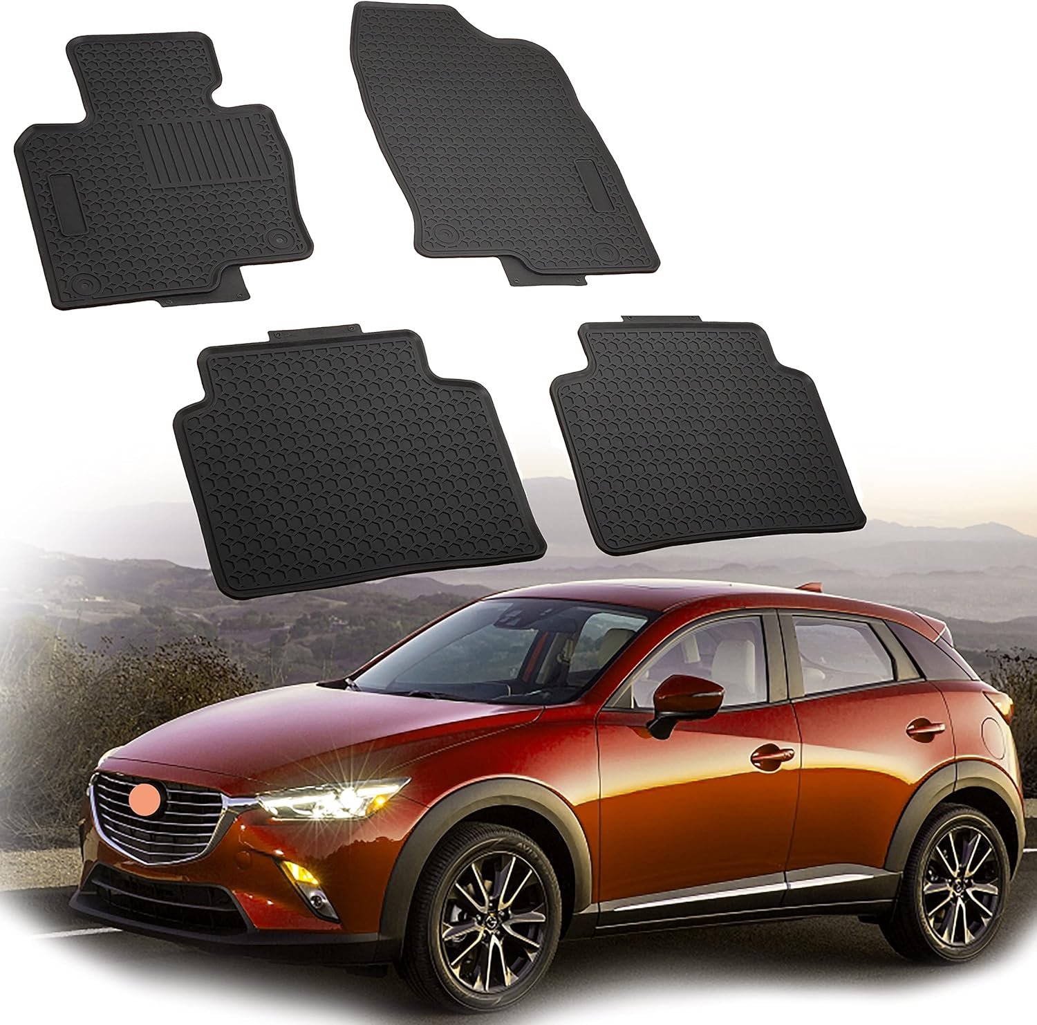 EnRand Floor Mats Liners Set-Rubber Slush Front and Rear Seat Floor Mats-All Weather Protector Accessories fits for Mazda CX5 2017-2020