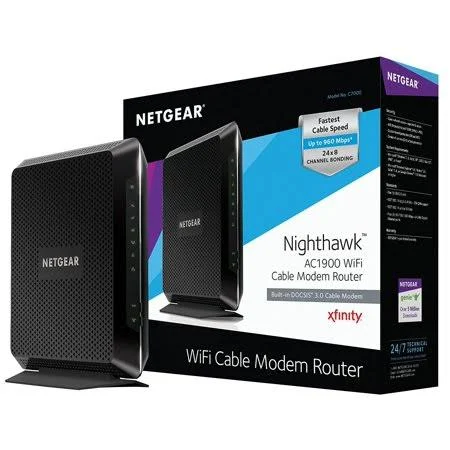 Refurbished Netgear Nighthawk Ac1900 (24x8) Docsis 3.0 WiFi Cable Modem Router Combo (C7000) Certified for Xfinity from Comcast,