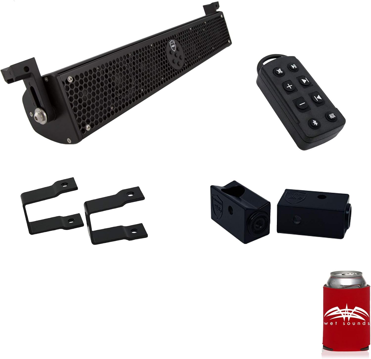 Wet Sounds Stealth 6 Ultra HD Black + UTV Mounting Kit, Slider Bracket and Square 1