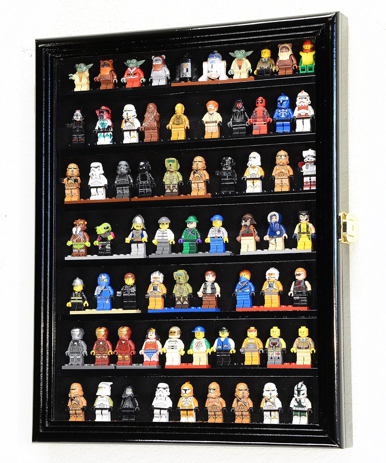 70 Figure Men / Mini Figures Minifigures /Display Case Cabinet with Adjustable Shelves (Black Finish) Pack of 2