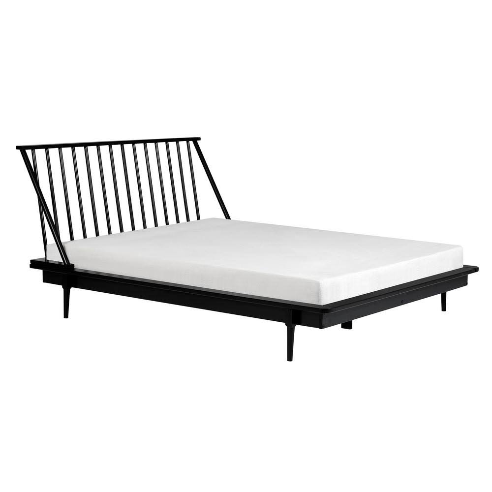 Walker Edison Furniture Company Black Queen Solid Wood Platform Spindle Bed