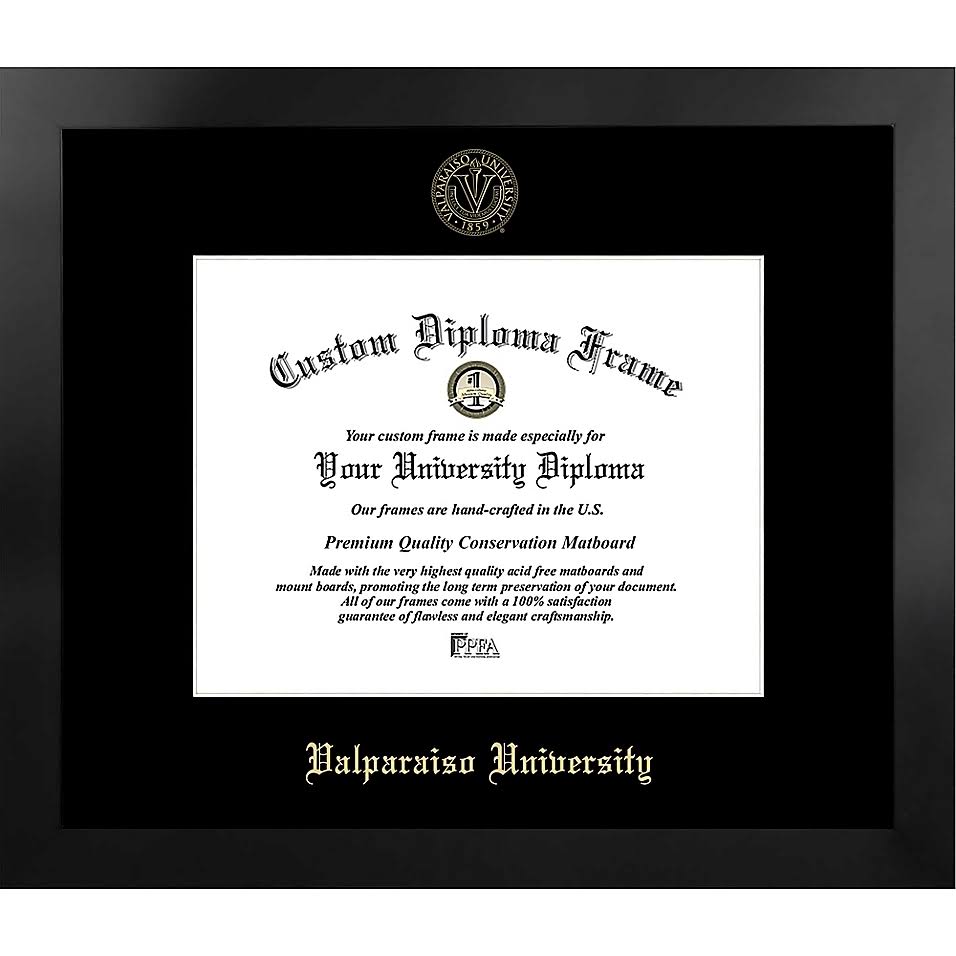 Valparaiso University 15.75x22 x 17.75x22 Gold Foil Seal Diploma Frame in Black Multi