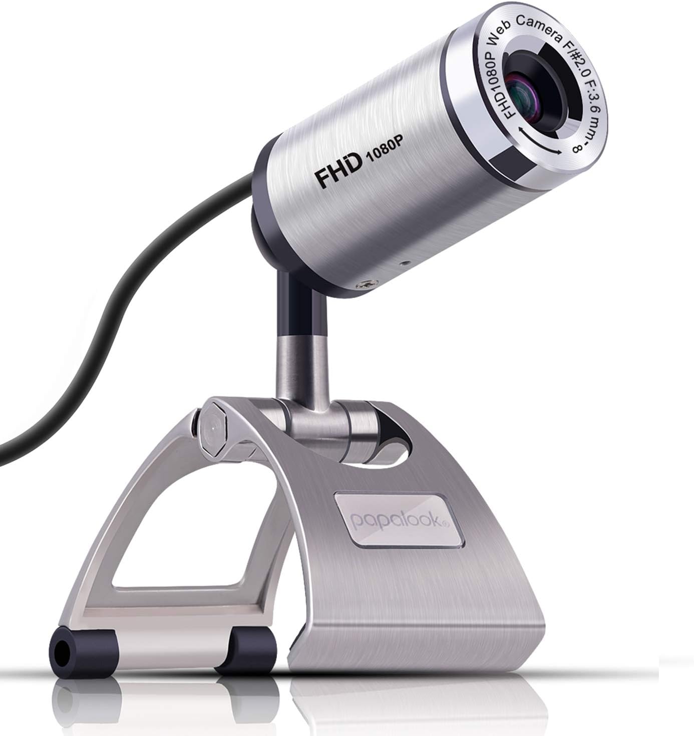 Full HD 1080P Webcam, PAPALOOK PA150S Durable Metal Web Camera with Built-in Mic, Plug and Play for Teams Zoom Meeting Video Conference Streaming, Compatible with PC/Desktop/Laptop/Mac