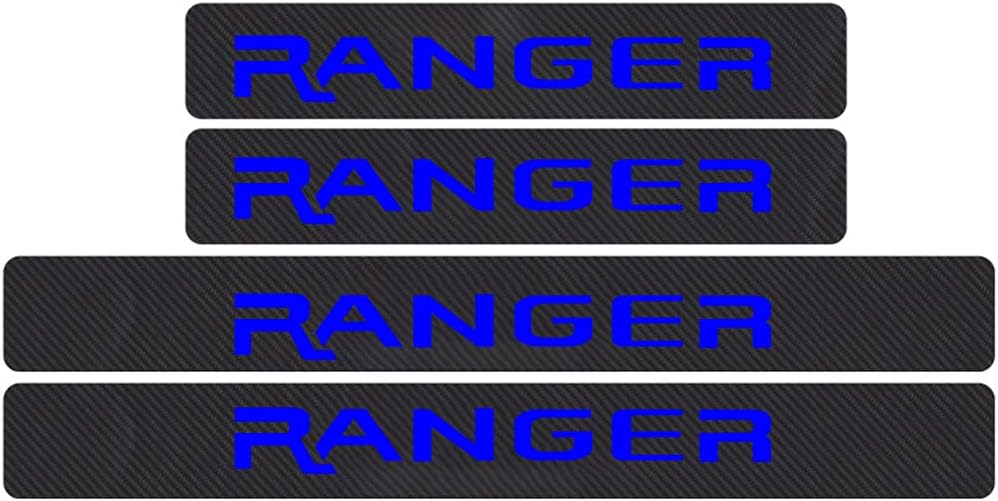 TDOFYH for Ford Ranger Door Sill Protector Reflective Door Sill Scuff Plate Stickers Door Entry Guard 4D Carbon Fiber Sticker Auto Accessories 4Pcs(Red)