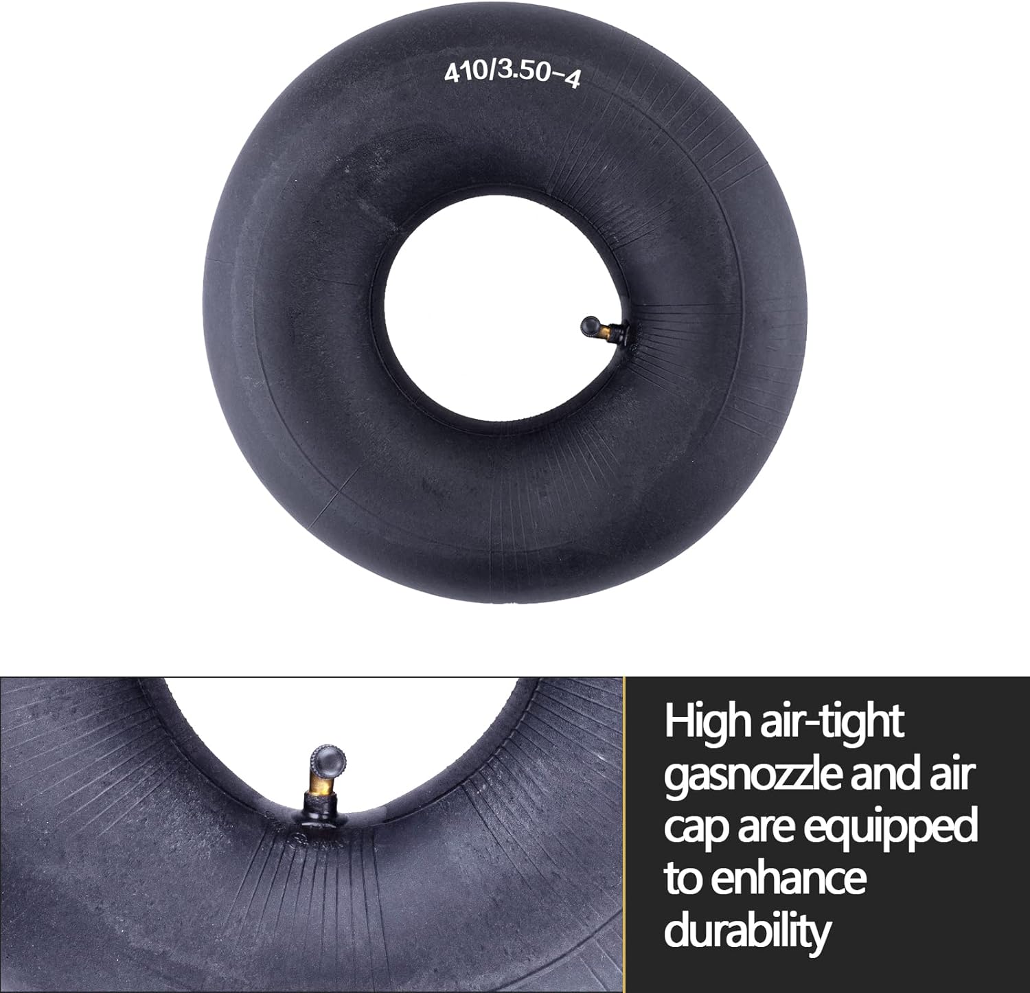 PRO CAKEN Inner Tube 410/350-4 4.10/3.50-4 Tire Inner Tube Metal Valve for Yard Lawn Wheelbarrows Trailer Carts Generators Pack of 2