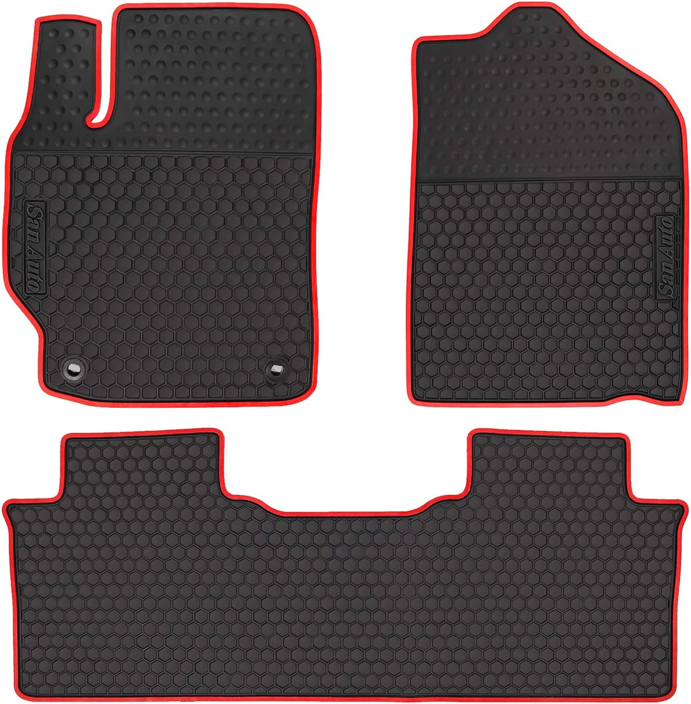 HD-Mart Car Rubber Floor Mat for Toyota Camry 7th 2012-2013-2014-2015-2016-2017 Custom Fit Black Red Rubber Car Floor Liners Set All Weather Protection Heavy Duty Odorless