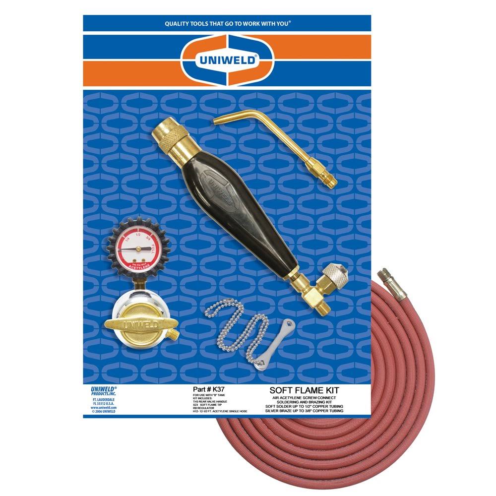 Uniweld K37 Air/Acetylene Soft Flame Kit for B Tank with Th3 Handle and S23 Tip