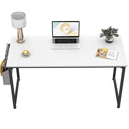 CubiCubi Computer Desk 47 Study Writing Table for Home Office Modern Simple Style PC Desk Black Metal Frame White