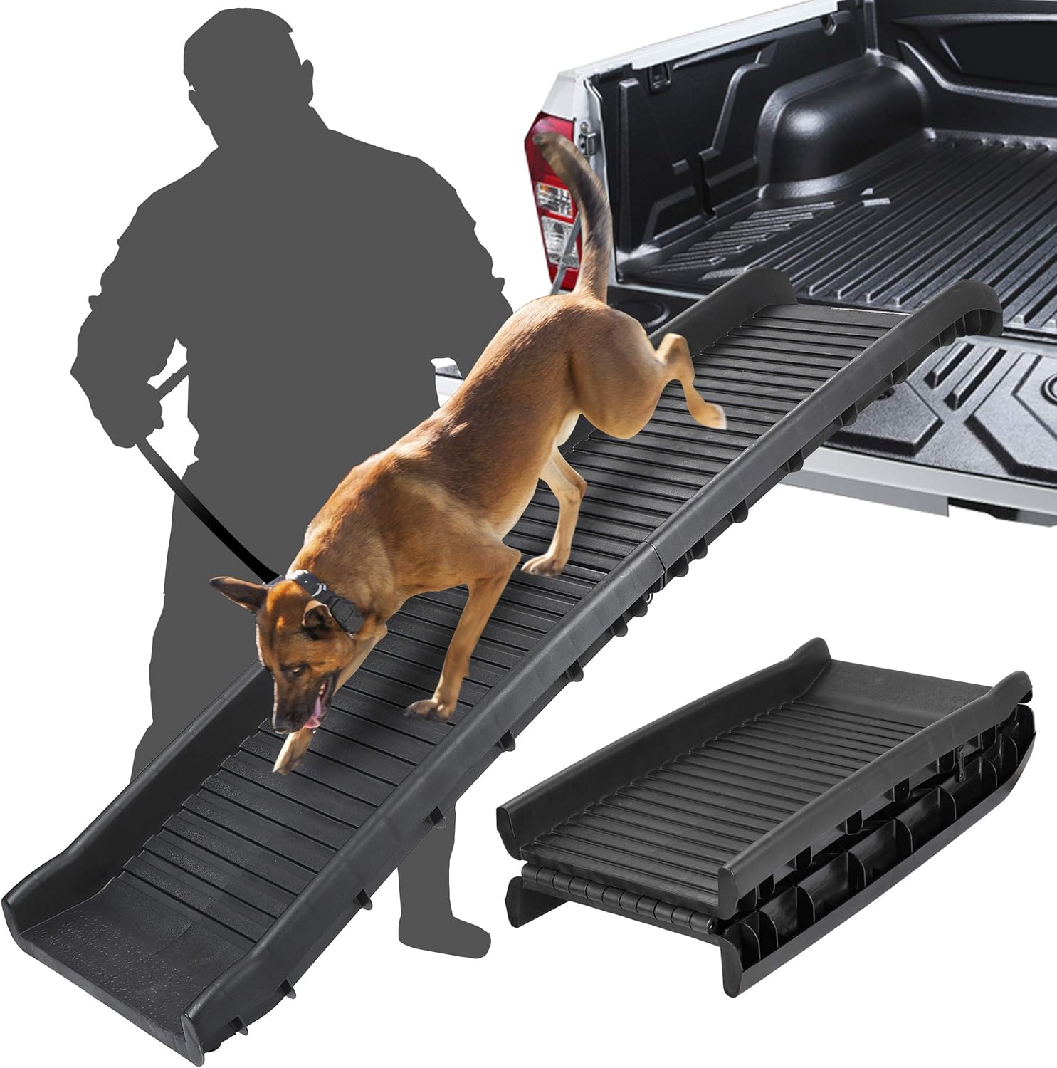 BBBuy 62 Inches Foldable Pet Ramp Dog and Cat Safety Bi-fold Ramp Ladder Portable Travel for Cars, Trucks, SUVs, Doorstep, Porch or Bed Pack of 2