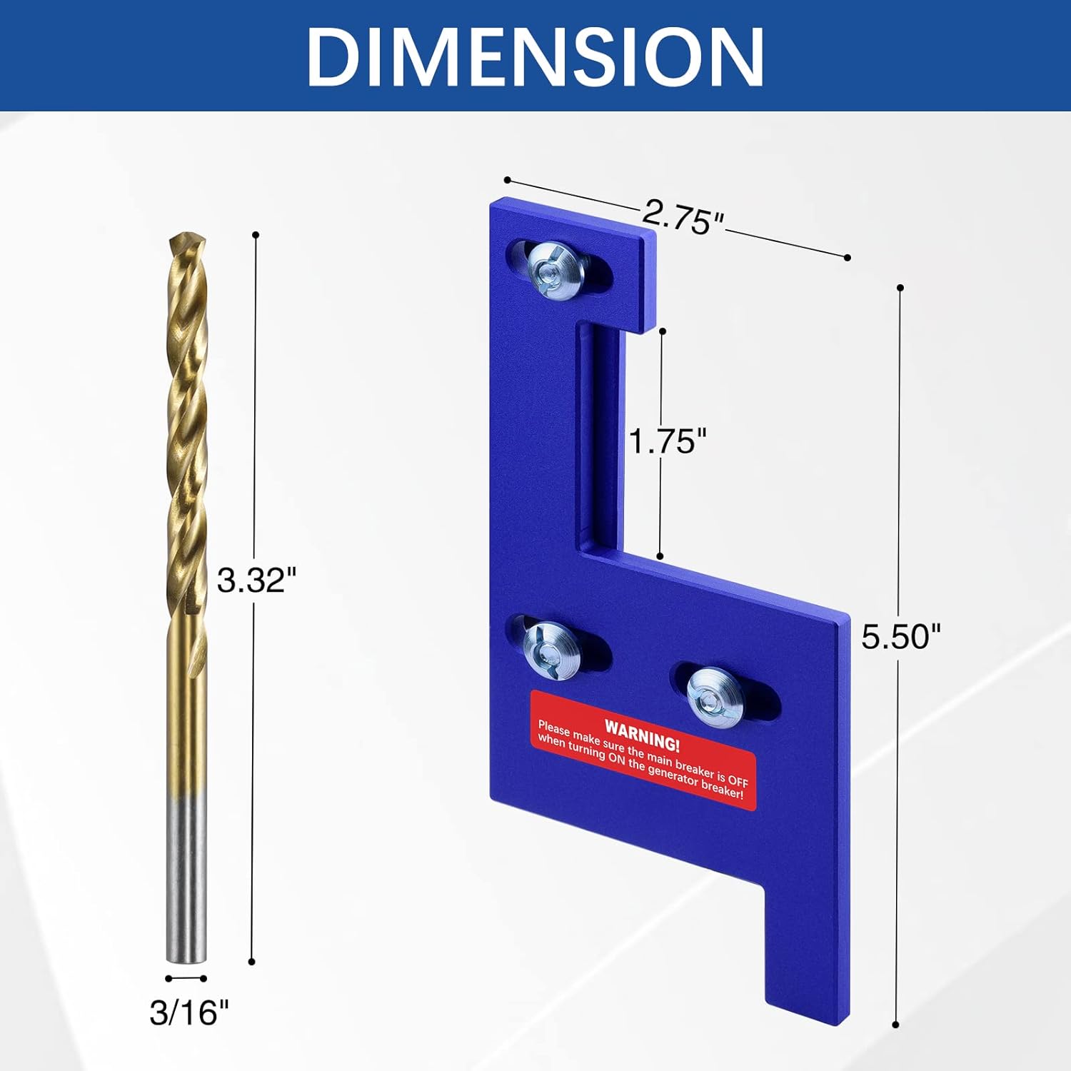 LATING Generator Interlock Kit for General Electric Vertical 150 or 200 Amp Main Panels with 2 1/4 Inches Spacing - Anodized, Blue