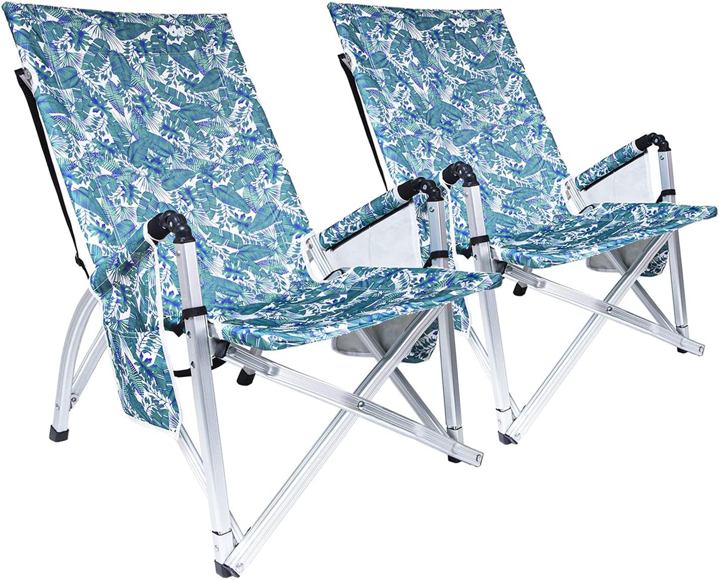 Lawn Chair - Set of 2 Backpack Beach Chairs with Cup Holder, Storage Pouch and Carrying Shoulder Strap Outdoor Beach Camping Folding Chair