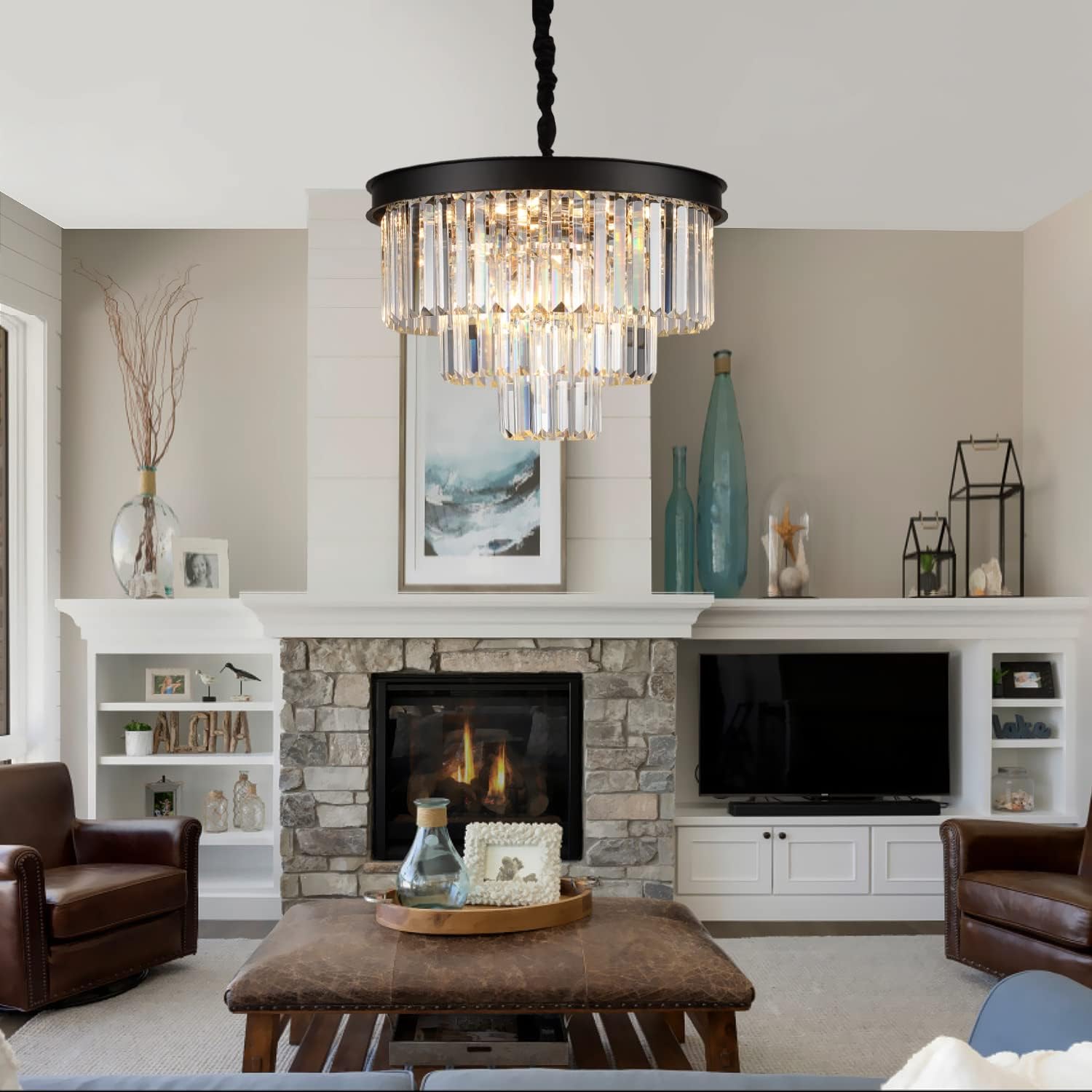 Black Crystal Chandeliers Modern Round Chandeliers 20