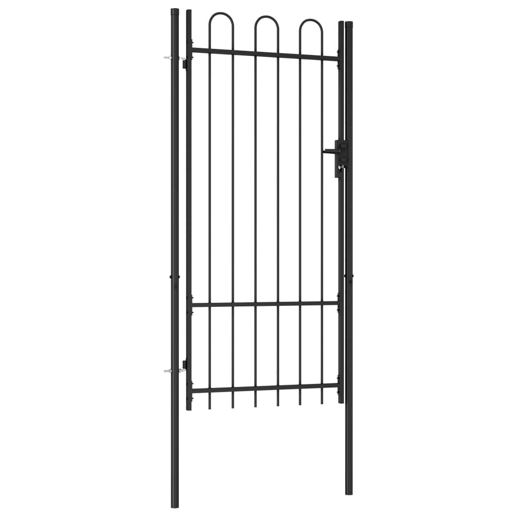 vidaXL Fence Gate Single Door with Arched Top Steel 39.4x22x78.7x22 Black