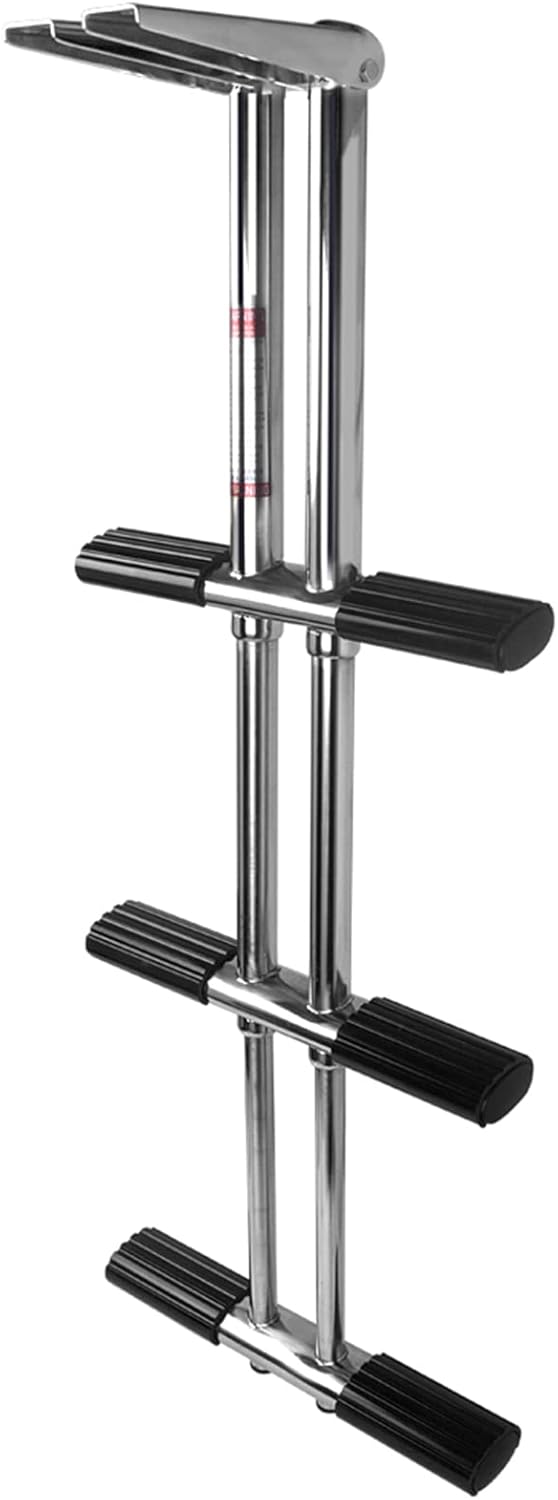 3 Step Pontoon Boat Dive Ladder, Stainless Steel Telescoping Ladder, 3 Step Marine Dual Vertical Ladder for Marine Yacht