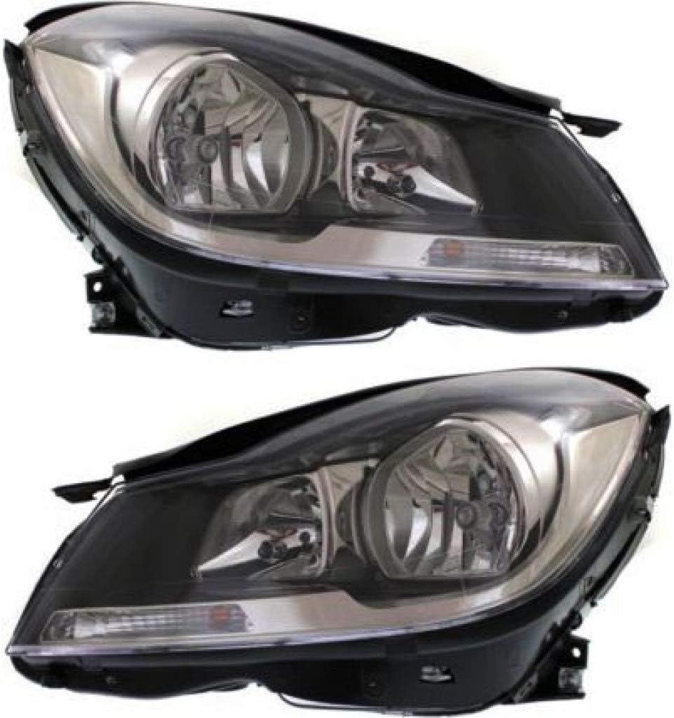 CarLights360: For Mercedes-Benz C250 Headlight 2012 2013 2014 2015 Pair Driver and Passenger Side Black Housing DOT Certified For MB2502186 | MB2503186