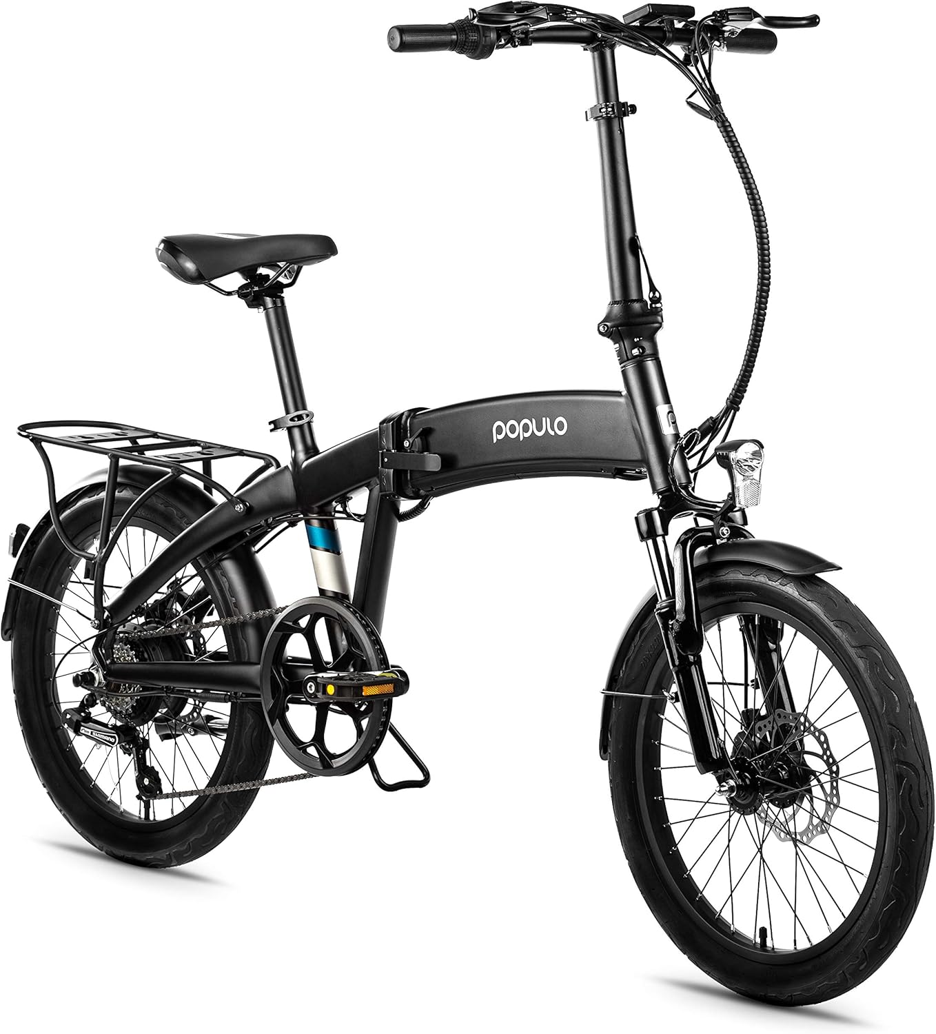 Populo 20'' Folding Electric Bike for Adults, 250W 36V Electric Bicycle with Removable Battery, Lightweight Aluminum Ebike with Suspension Fork, Lights & Rear Rack Included, USB Charge.…