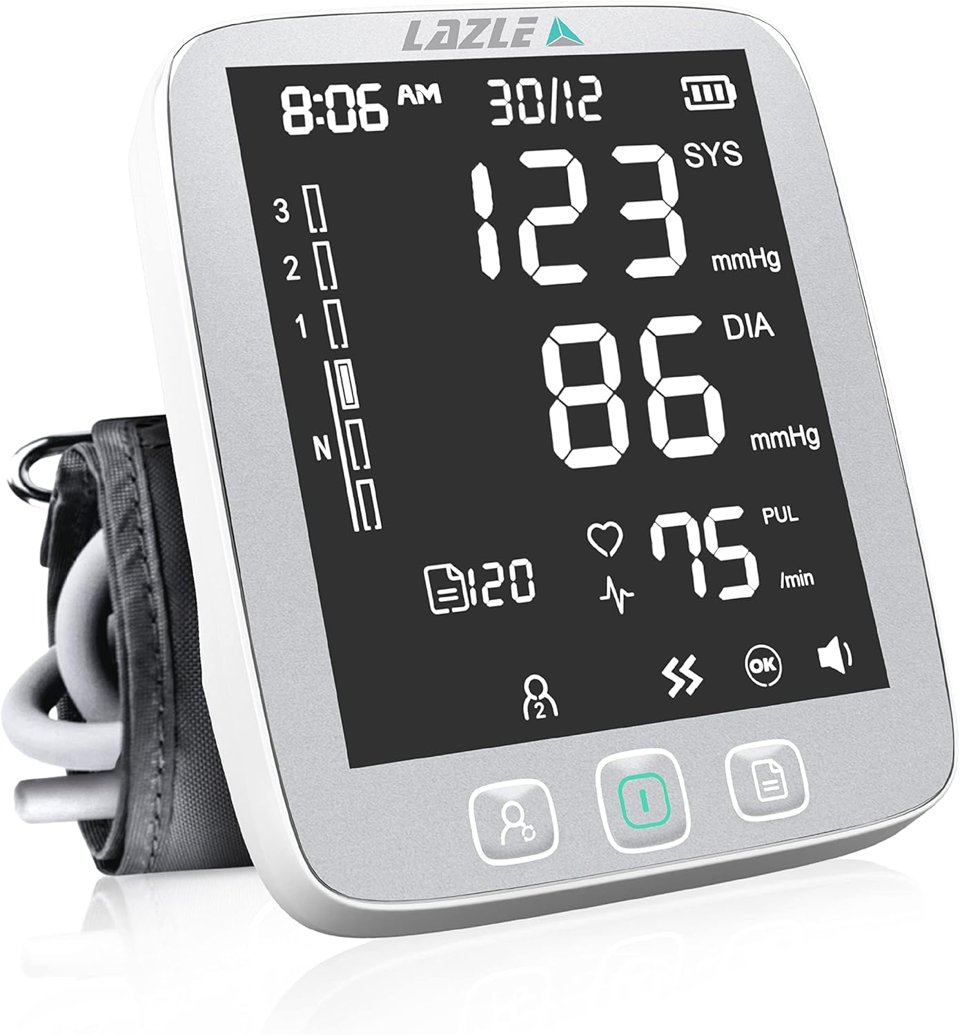 All New 2022 LAZLE Blood Pressure Monitor - Automatic Upper Arm Machine & Accurate Adjustable Digital BP Cuff Kit - Largest Backlit Display - 200 Sets Memory, Includes Batteries, Carrying Case