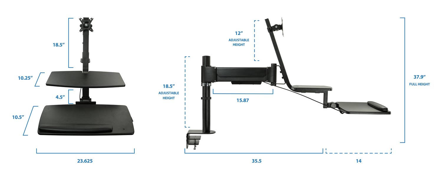 Mount-It! Adjustable Sit-Stand Desk Mount for Computers and Laptops,Black MI-7901