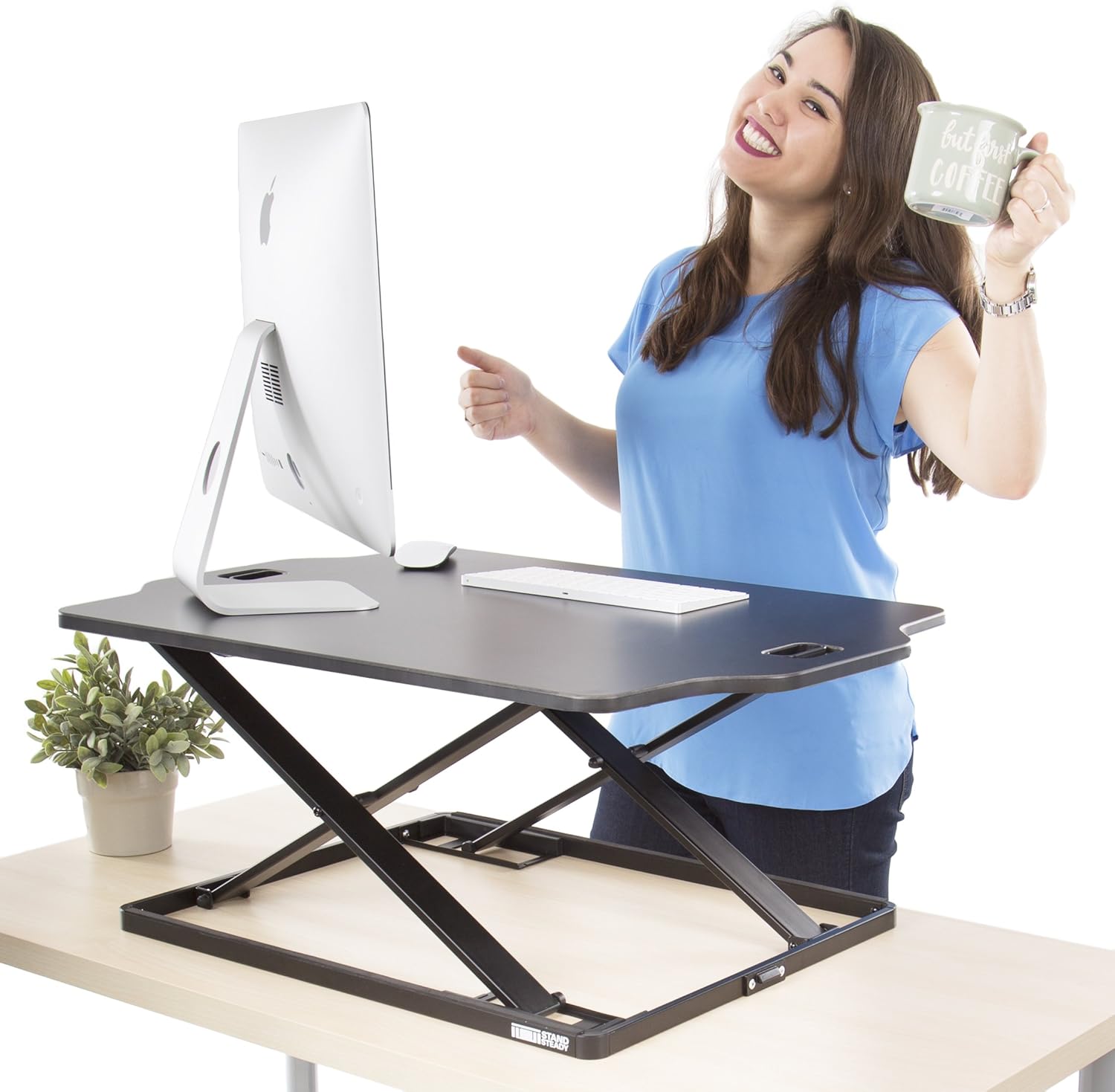 X-Elite Pro Glide Standing Desk - Instantly Convert Any Surface to a Stand up Desk! Large Sit to Stand Desk Converter! Strong & Sturdy! (31 x 21)