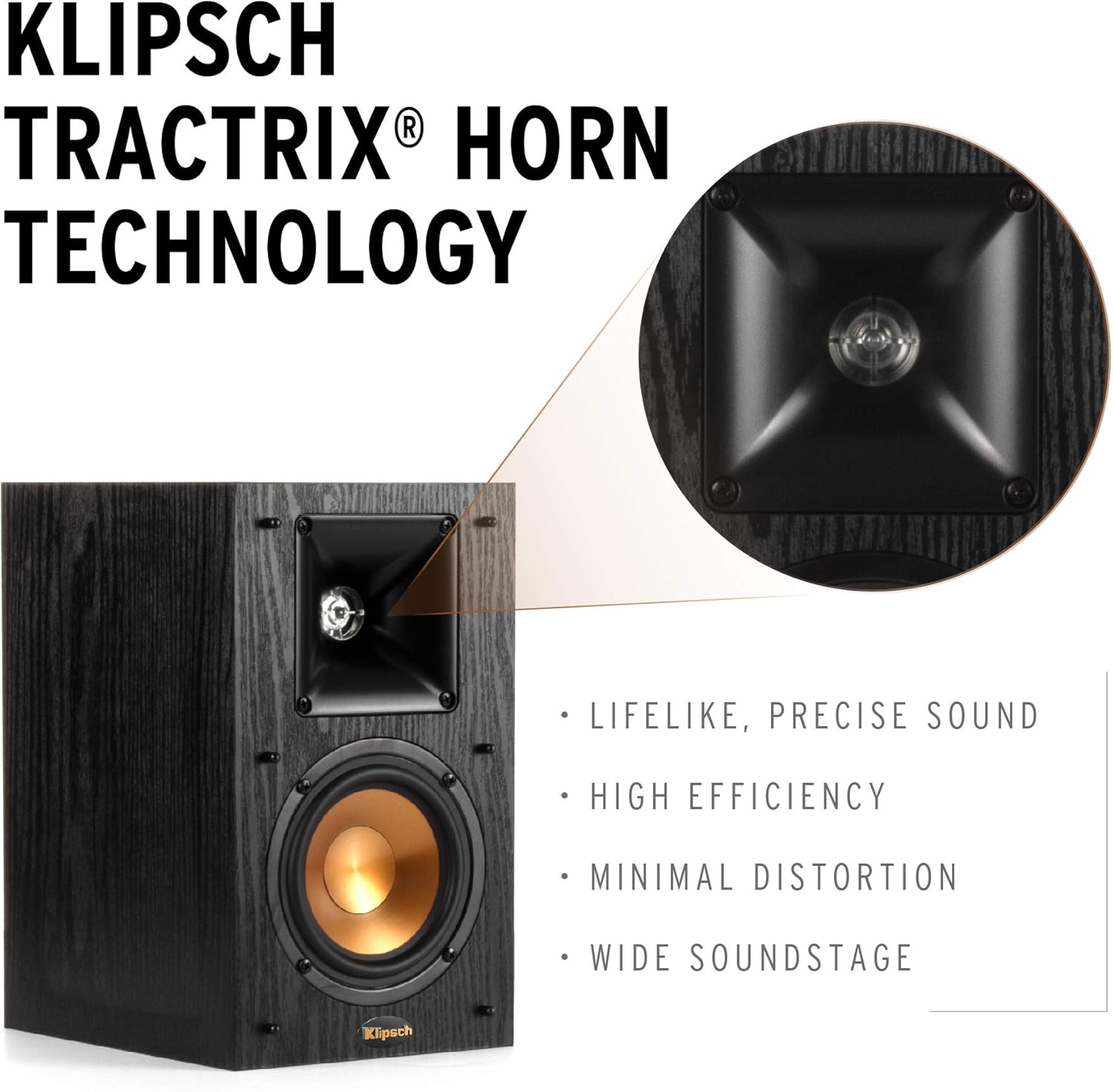 Klipsch Synergy Black Label B-100 Bookshelf Speaker Pair with Proprietary Horn Technology, a 4&rdquo; High-Output Woofer and a Dynamic .75&rdquo; Tweeter for Surrounds or Front Speakers in Black