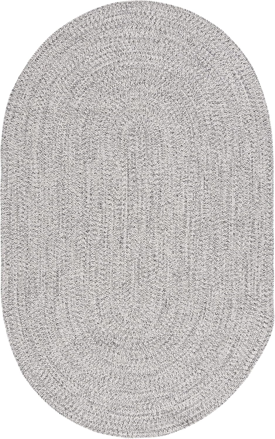 SAFAVIEH Braided Collection BRA201F Handmade Farmhouse Entryway Living Room Foyer Bedroom Accent Rug, 3' x 5', Oval, Grey/Ivory