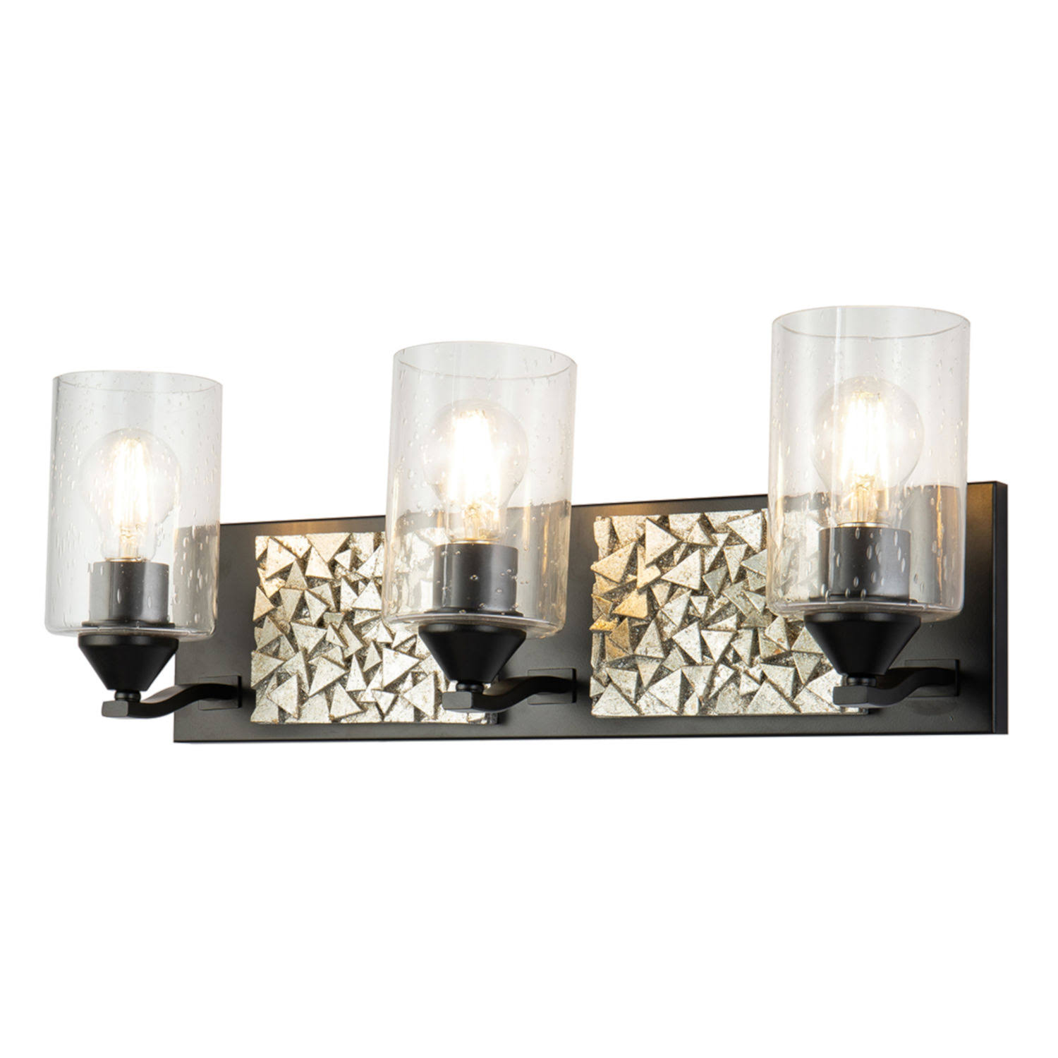 Lucas McKearn Bocage 3-Light Metal Bath Vanity Light in Matte Black/Silver - BB90586MB-3B1S