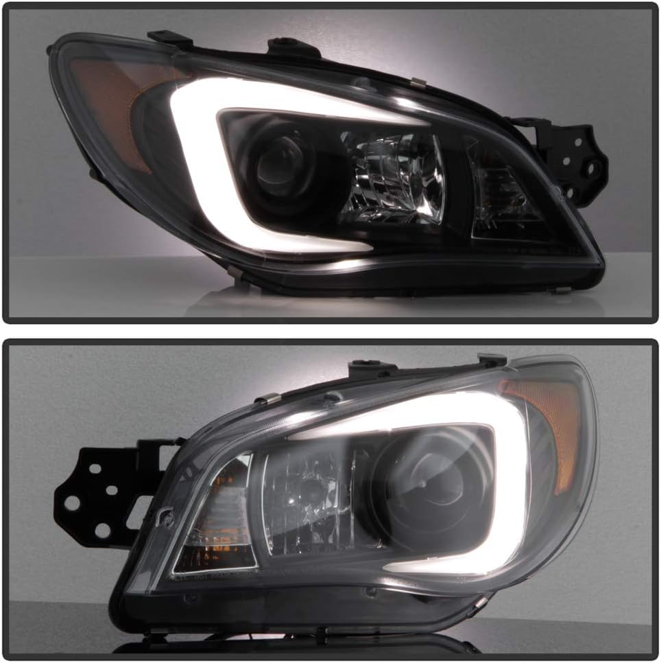 ACANII - For [HID/Xenon Model] 2006-2007 Subaru Impreza WRX STI LED Tube Black Projector Headlights Headlamps Left+Right