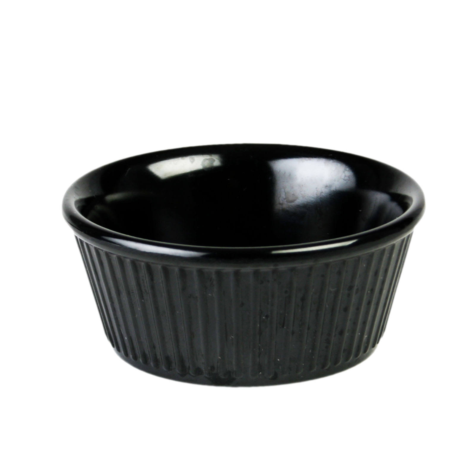 3 1/2 oz, 3 3/8x22 Black Melamine Fluted Ramekin, ,Melamine,Pack of 6, 6 Packs