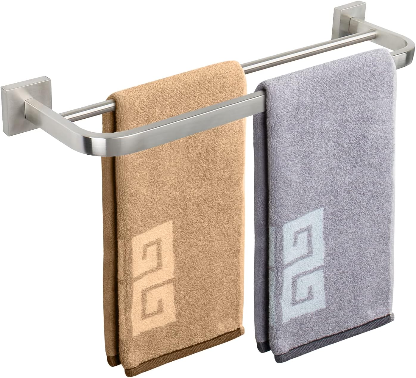 NearMoon Double Bath Towel Bar, Bathroom Accessories-Thicken Stainless Steel Shower Towel Rack for Bathroom/ Kitchen, Elegant Arc Edge Towel Holder Wall Mounted (Matte Black, 22 Inch)