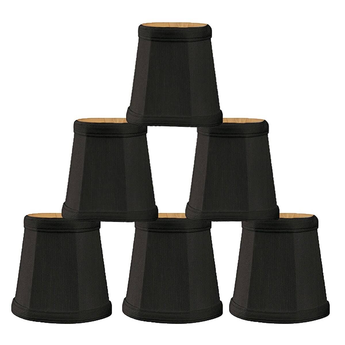 RoyalDesigns 4.25 Silk Empire Candelabra Shade (Set of 6); Black/Gold