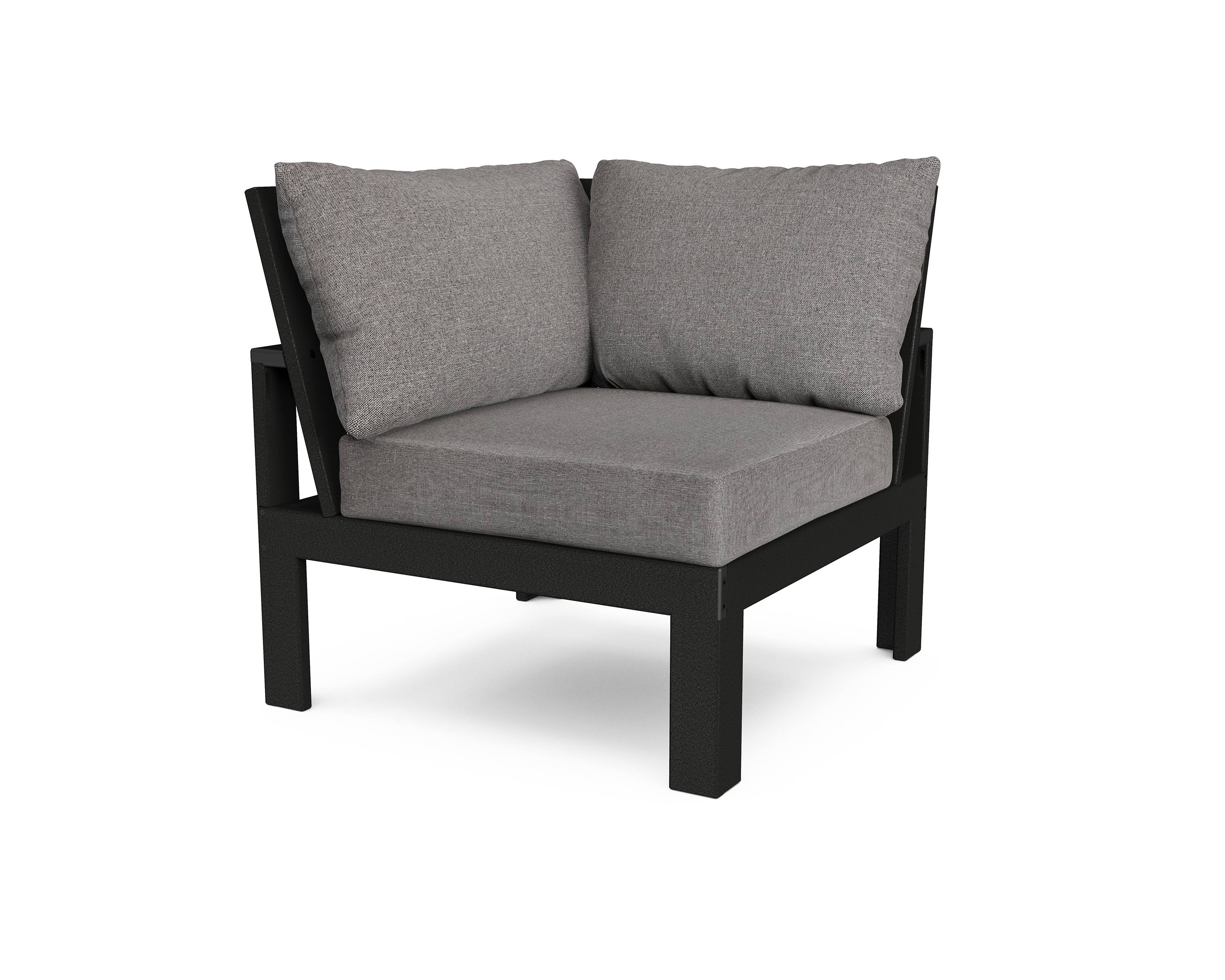 POLYWOOD Modular Corner Chair in Black / Grey Mist
