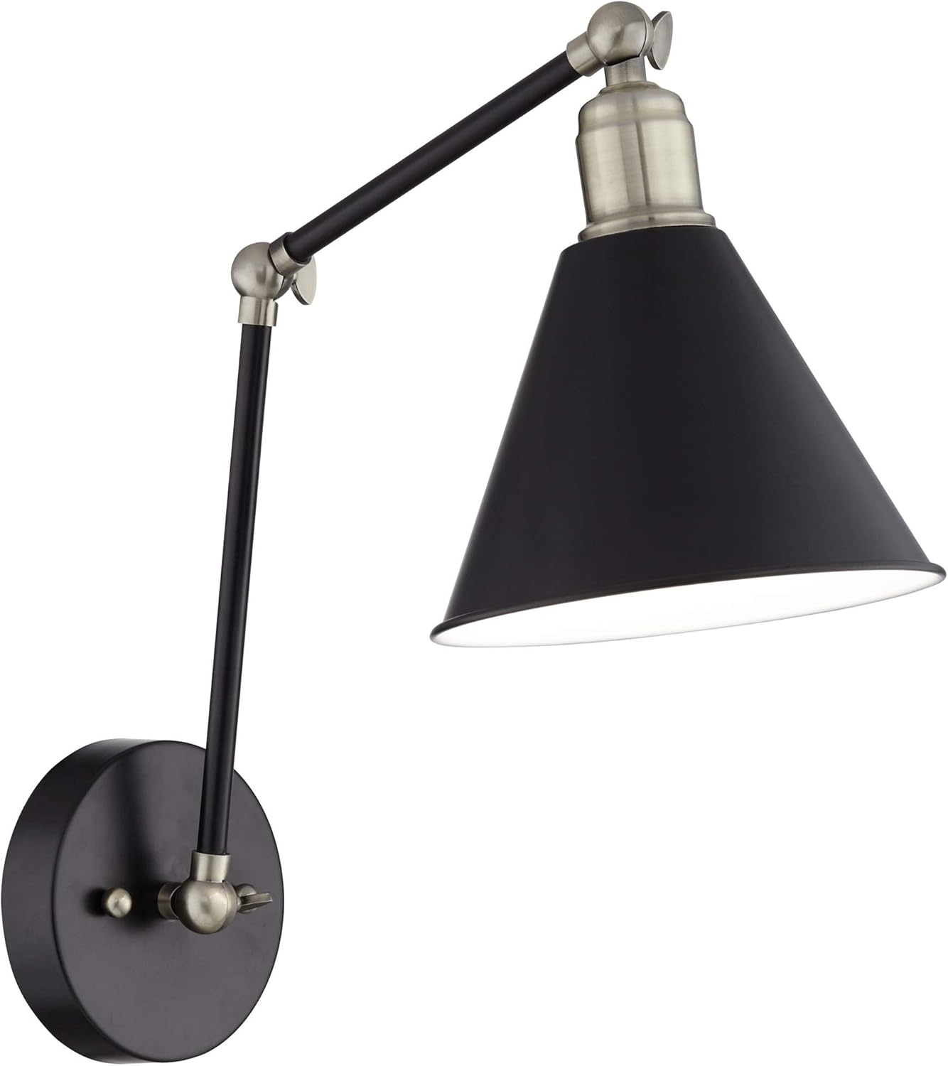Wray Industrial Adjustable Swing Arm Wall Mounted Lamp Black Antique Brass Metal Hardwired Light Fixture for Bedroom Bedside House Reading Living Room Home Hallway Dining - 360 Lighting