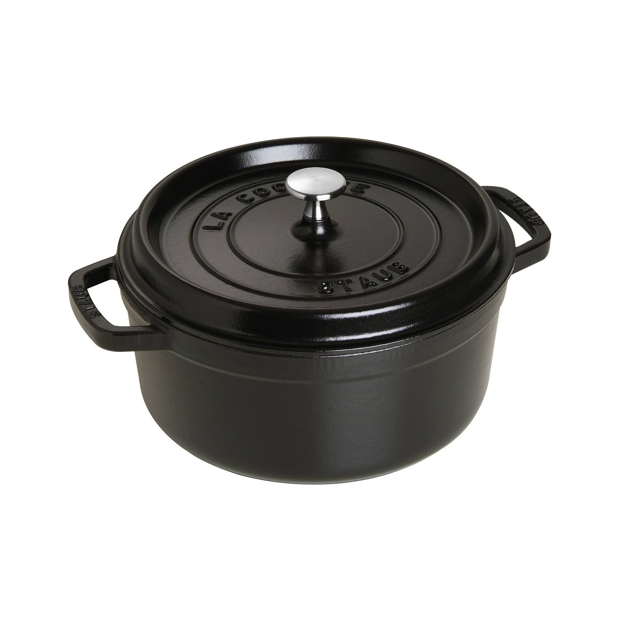 Staub 1102425 Cast Iron Round Cocotte 4 qt Black Matte