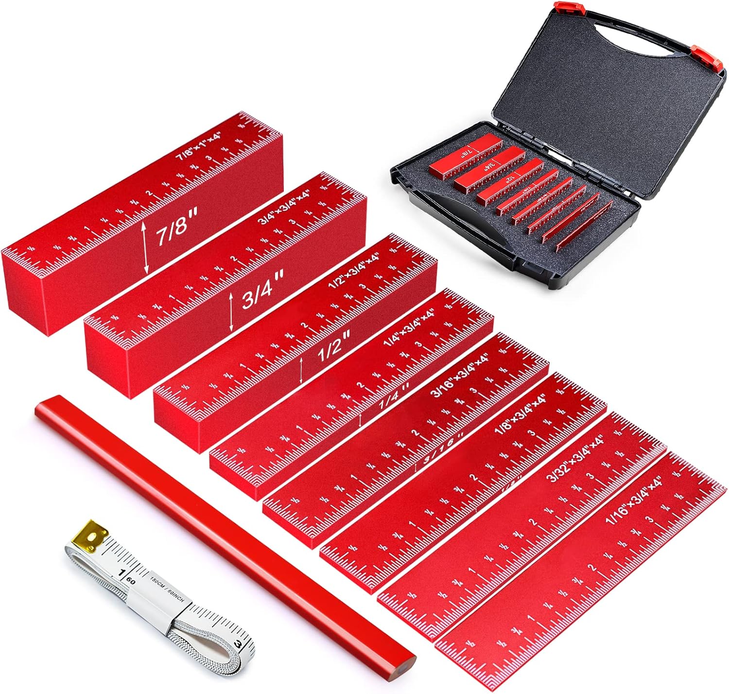 Setup Blocks Woodworking - Setup Blocks Height Gauge Set, 8pcs Precision Aluminum Setup Bars for Router and Table Saw Accessories Woodworking Set Up