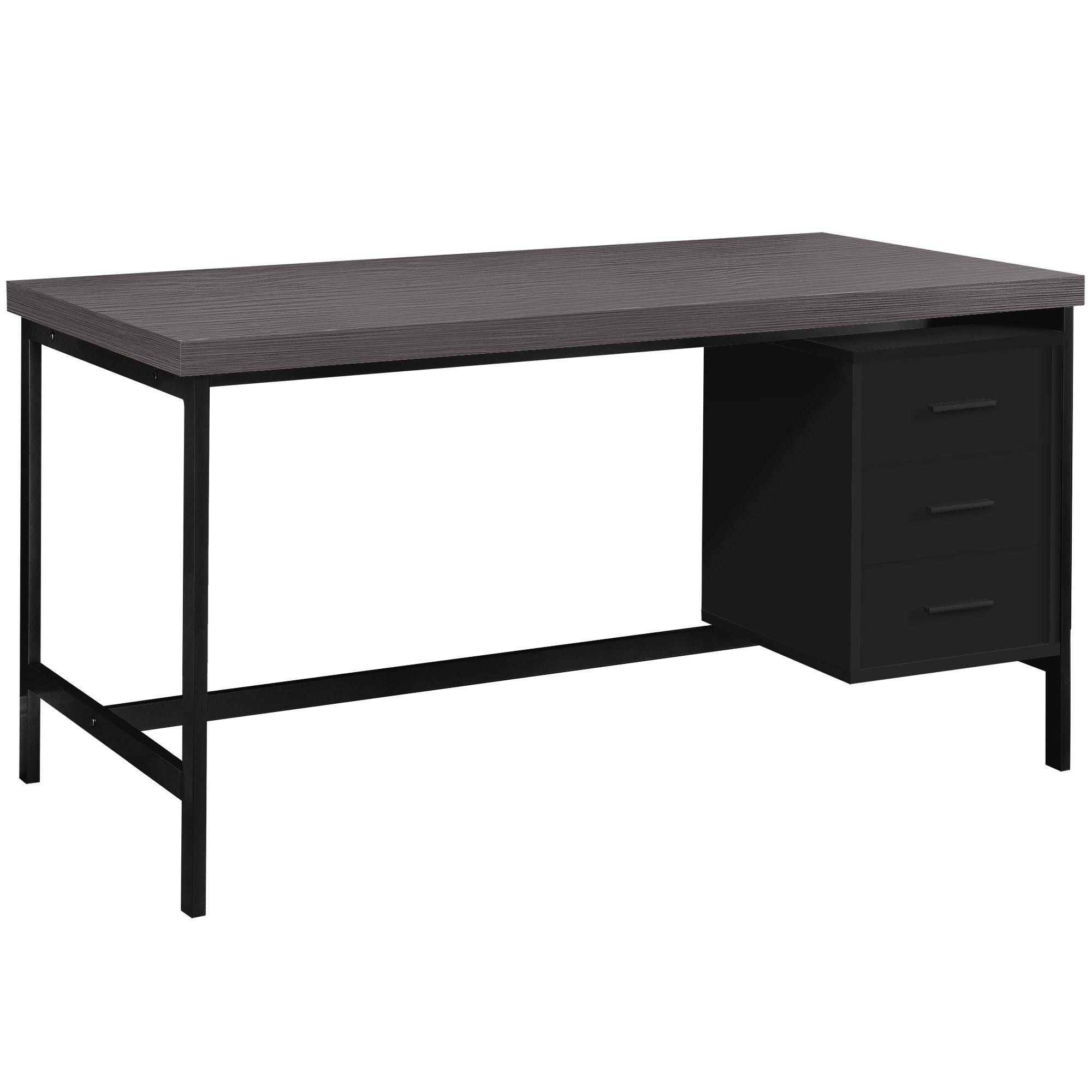 Monarch Specialties I 7434 Computer Desk 60x22L Black Metal Grey Top