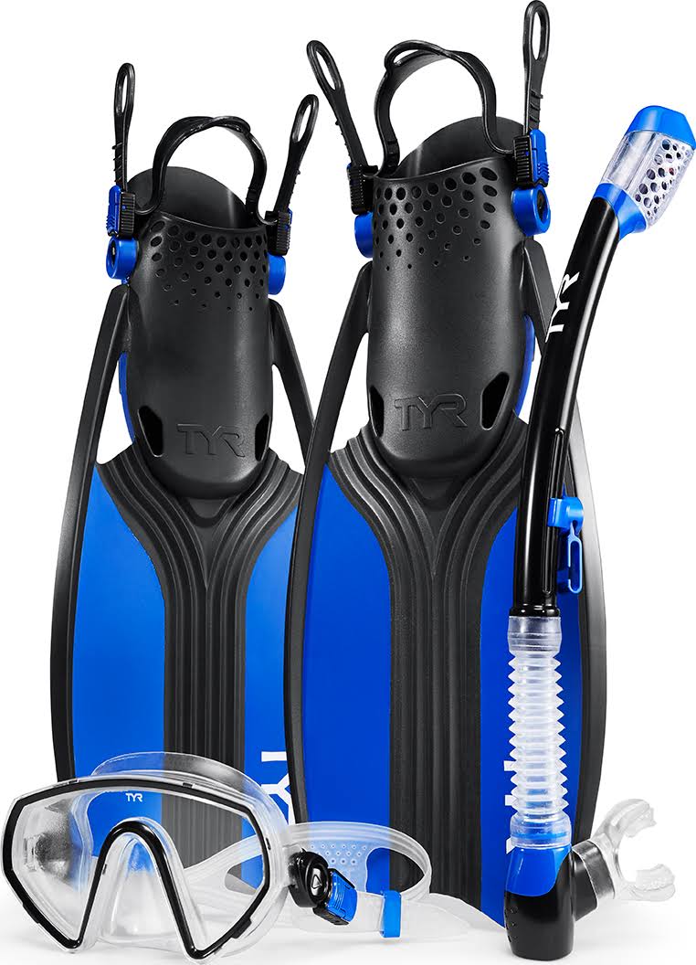 TYR Voyager Mask Snorkel Fin Set - Blue/Black