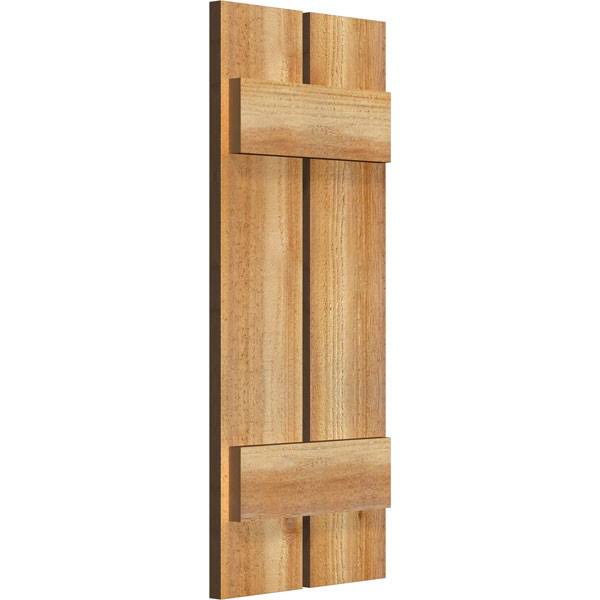 Ekena Millwork RBS06S11X027RWR 11 1/4x22W x 27x22H TimberCraft Two 5 3/8x22 Boards Spaced Board-n-Batten Shutters, Rough Sawn We