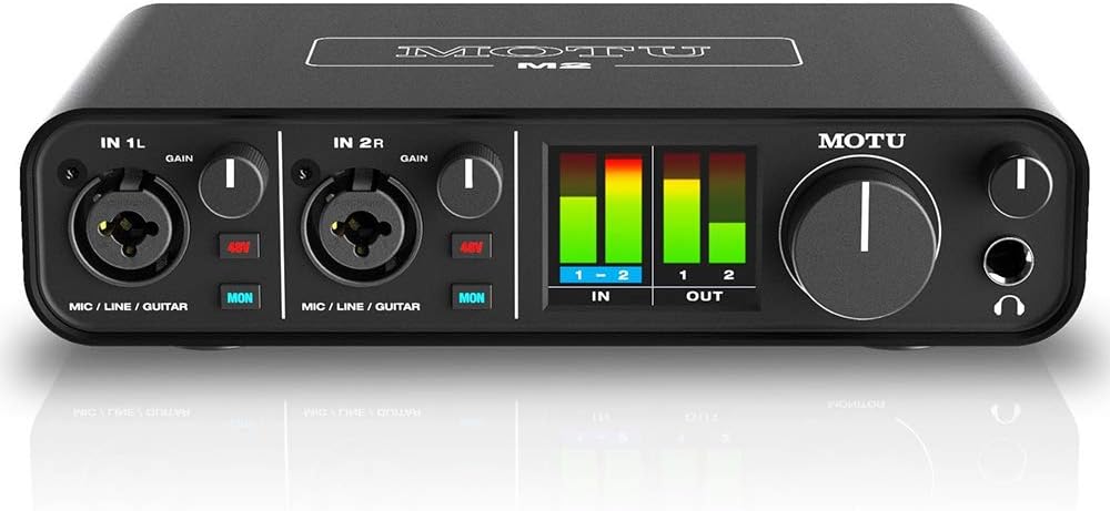Motu M2 2x2 USB Audio Interface with MXL 770 Cardioid Microphone (Black), HPC-A30 Studio Monitor Headphones & XLR Cable Bundle