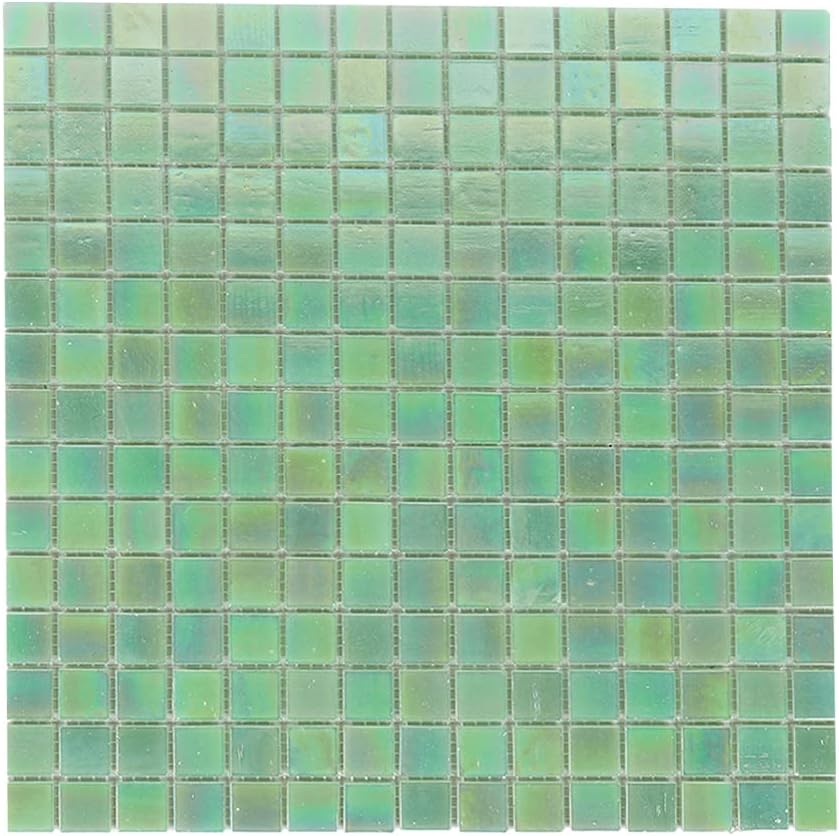 Youweii Premium Quality Square Contemporary Ocean Blue Iridescent Glass Mosaic Tile Bathroom Kitchen Backsplash Tiles - Single Sheet (13 inches x 13 inches,1.15 SQ FT,10 Sheets))