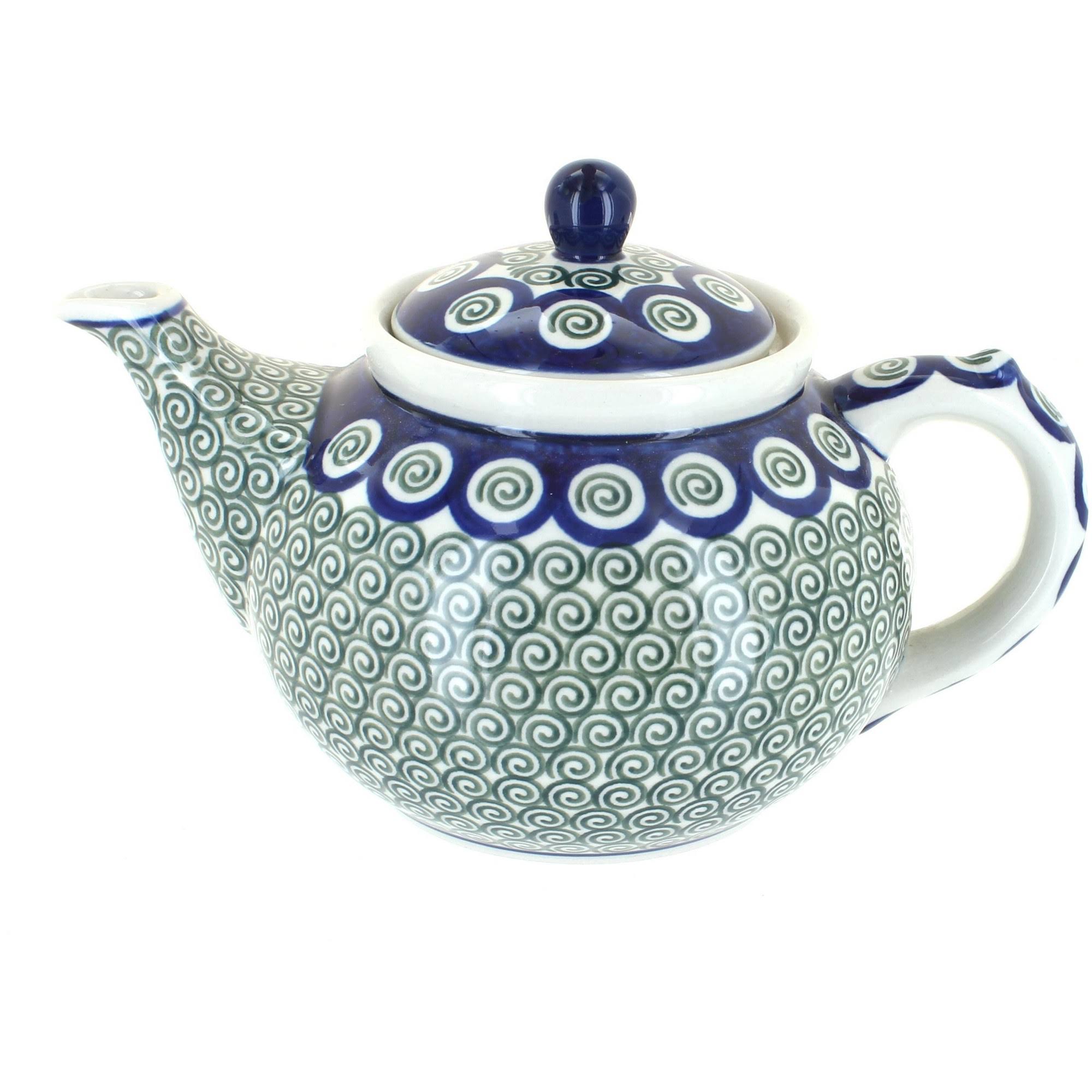 Ceramika Artystyczna Peacock Swirl Medium Teapot Polish Pottery