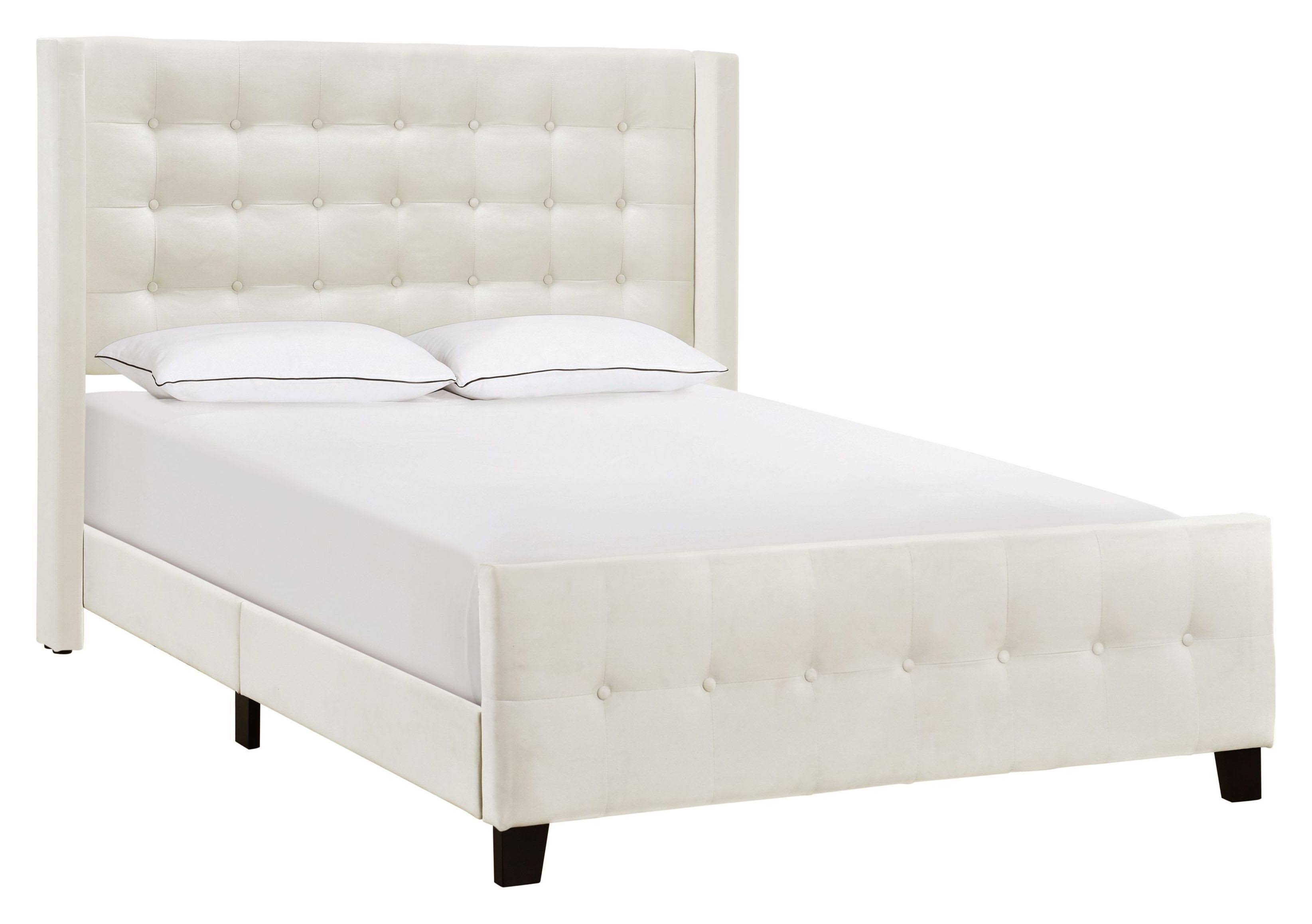 Accentrics Home D399-291-1 King Modern Wing Bed in Ivory