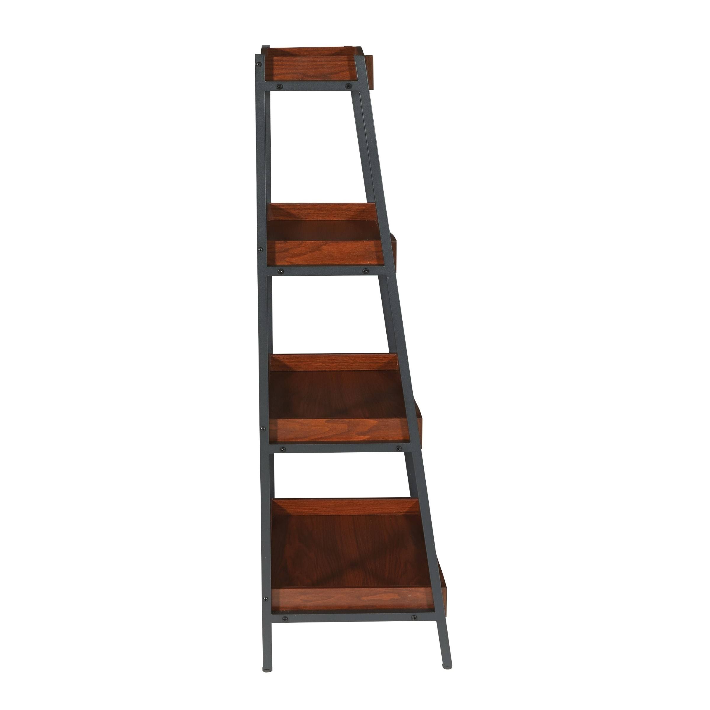 Osp Home Furnishings Jasper 4/Shelf Storage in Princeton Walnut Finish and Black Frame