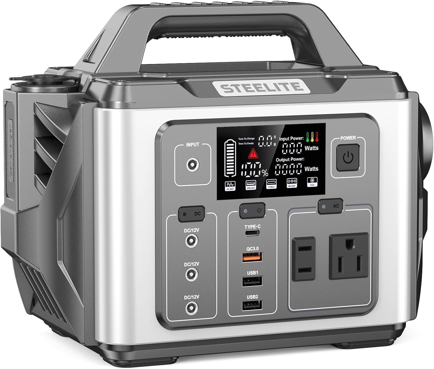 Steelite 300W Portable Power Station, 296Wh Portable Solar Generator with 110V/ 300W AC Outlet, Mobile Solar Power Station Backup Lithium Battery with Type-C Fast Charge QC3.0 USB Ports for Camping CPAP Travel Home Blackout